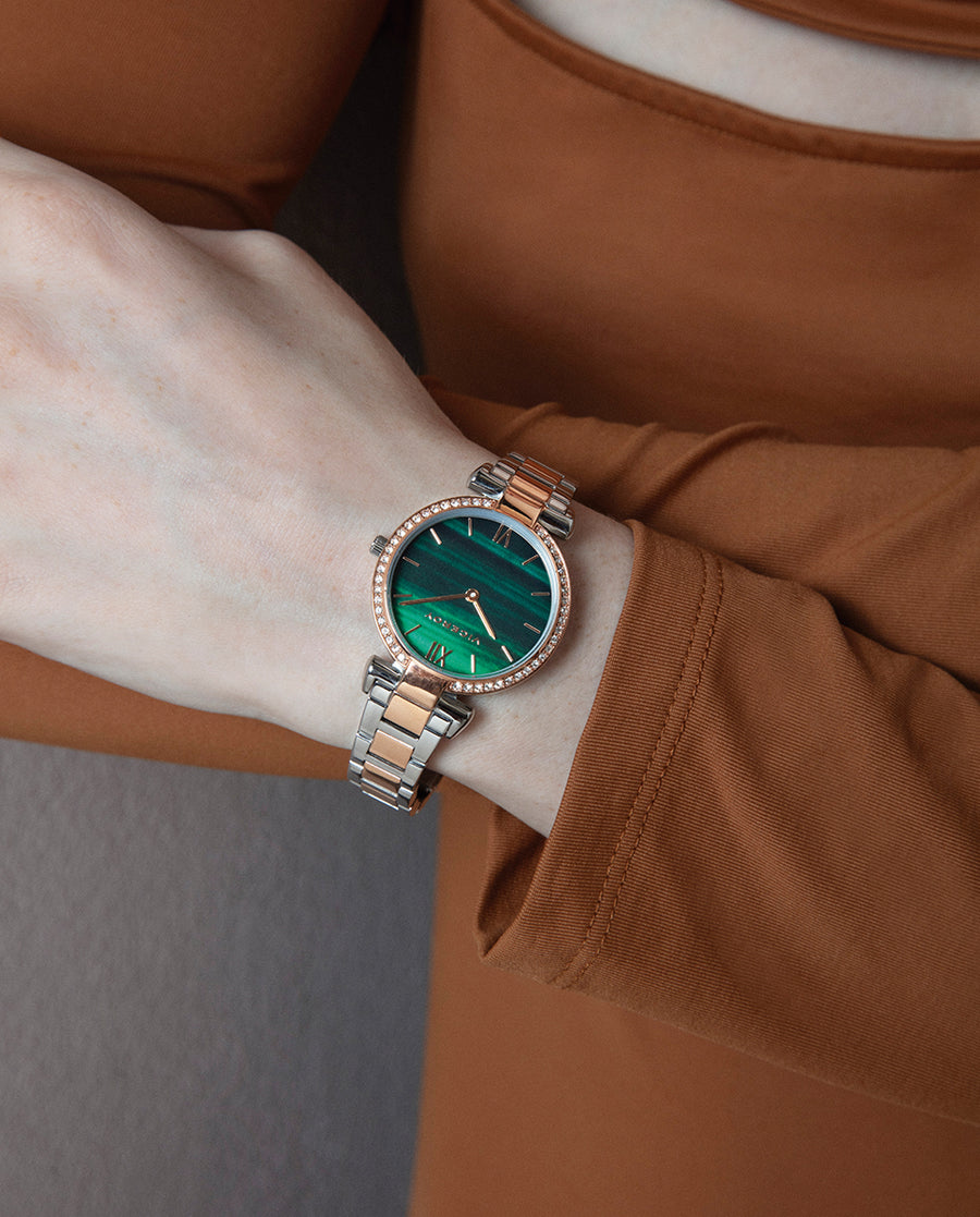 Reloj Acero Ip Rosa Brazalete Sra Va