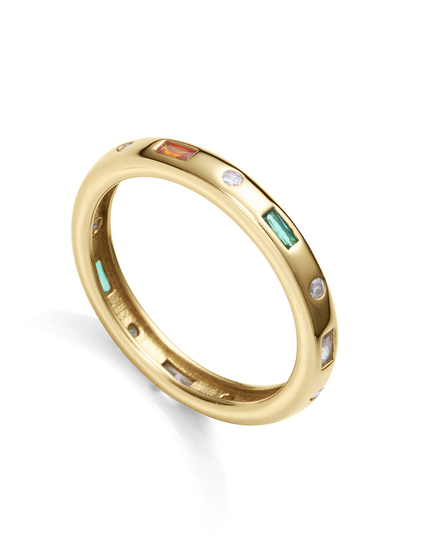 Sterling Silver Ring With Gold Plating, Coloured