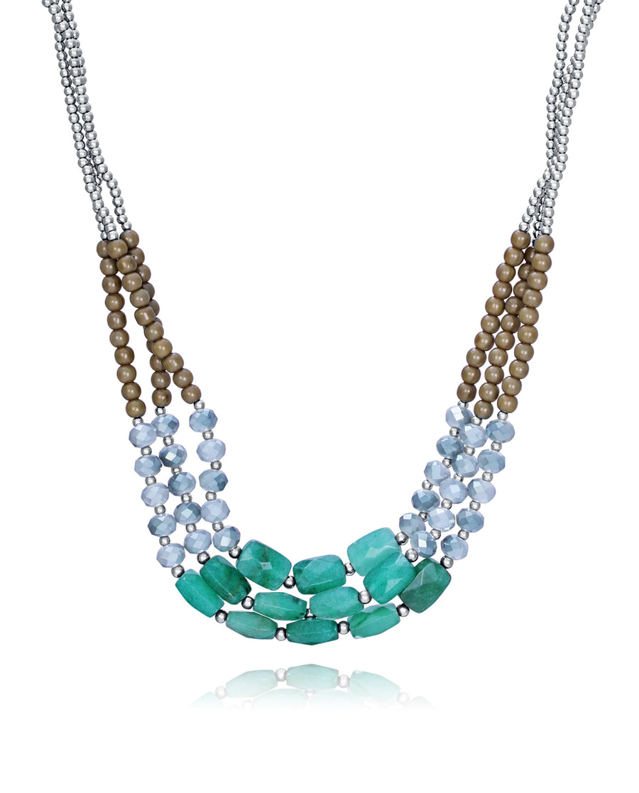 Collar Acero Múltiple Piedras Sra Fn