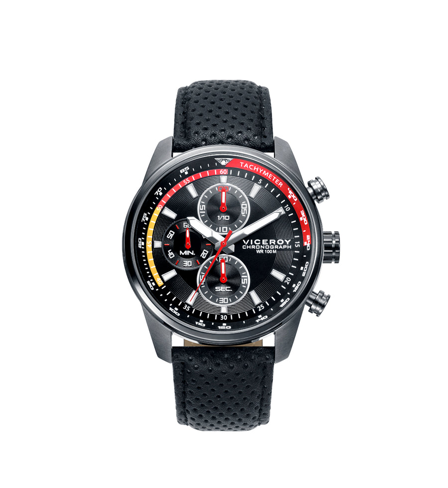 Cronógrafo Acero Ip Negro Correa Sr Viceroy Sport