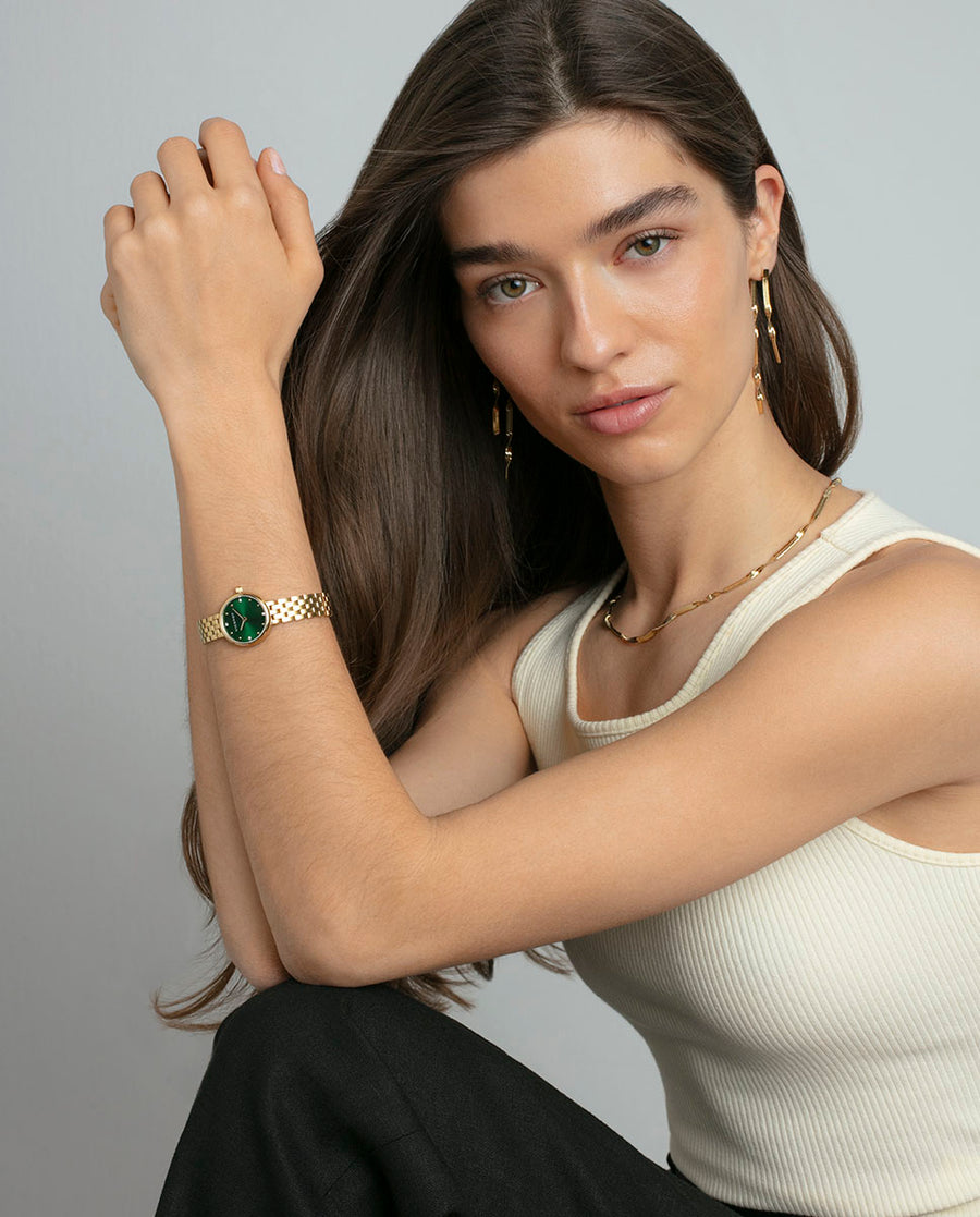 Reloj Acero Ip Dorado Brazalete Sra Va