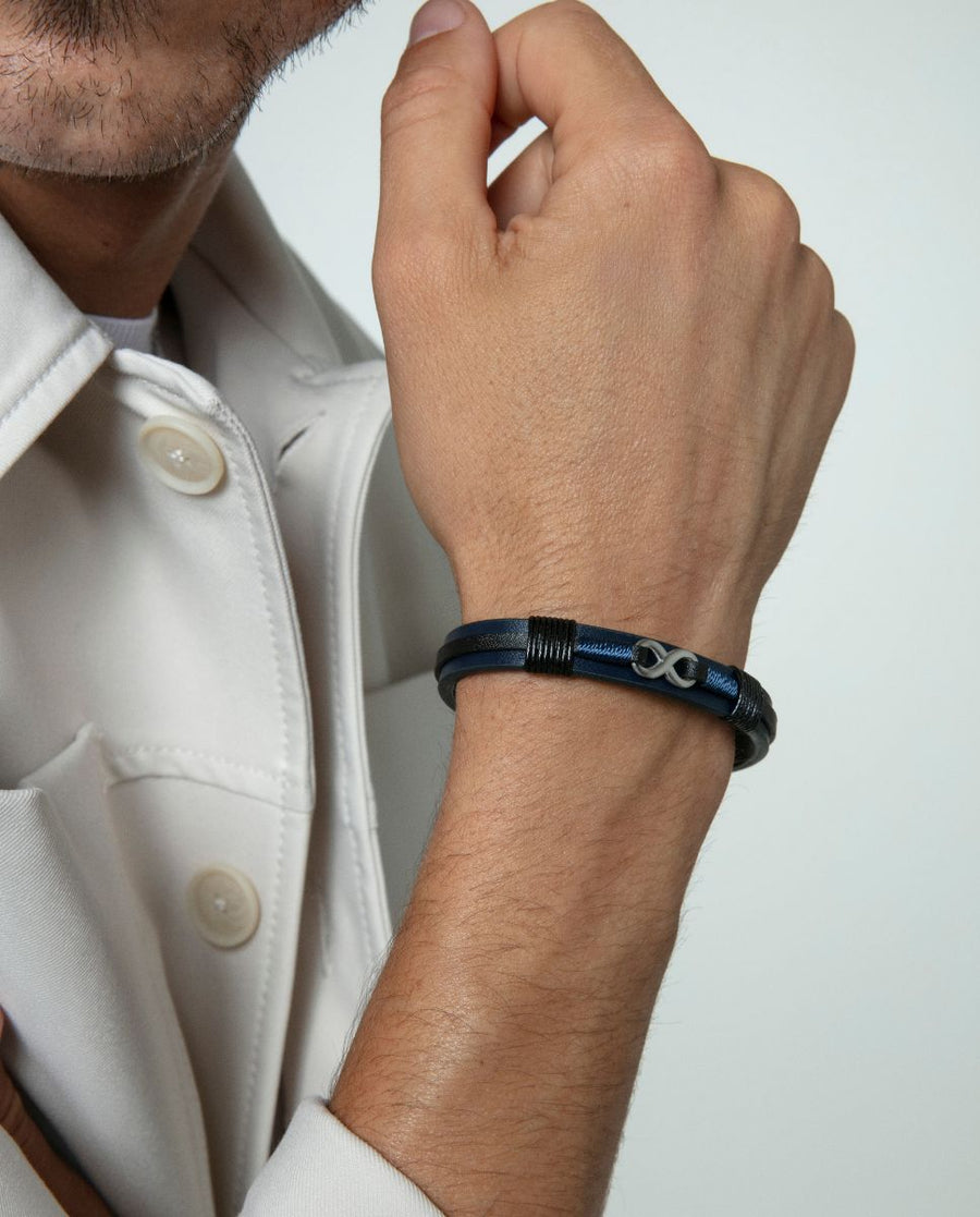 Puls Acero Y Piel Azul Y Negra Sr Fashion