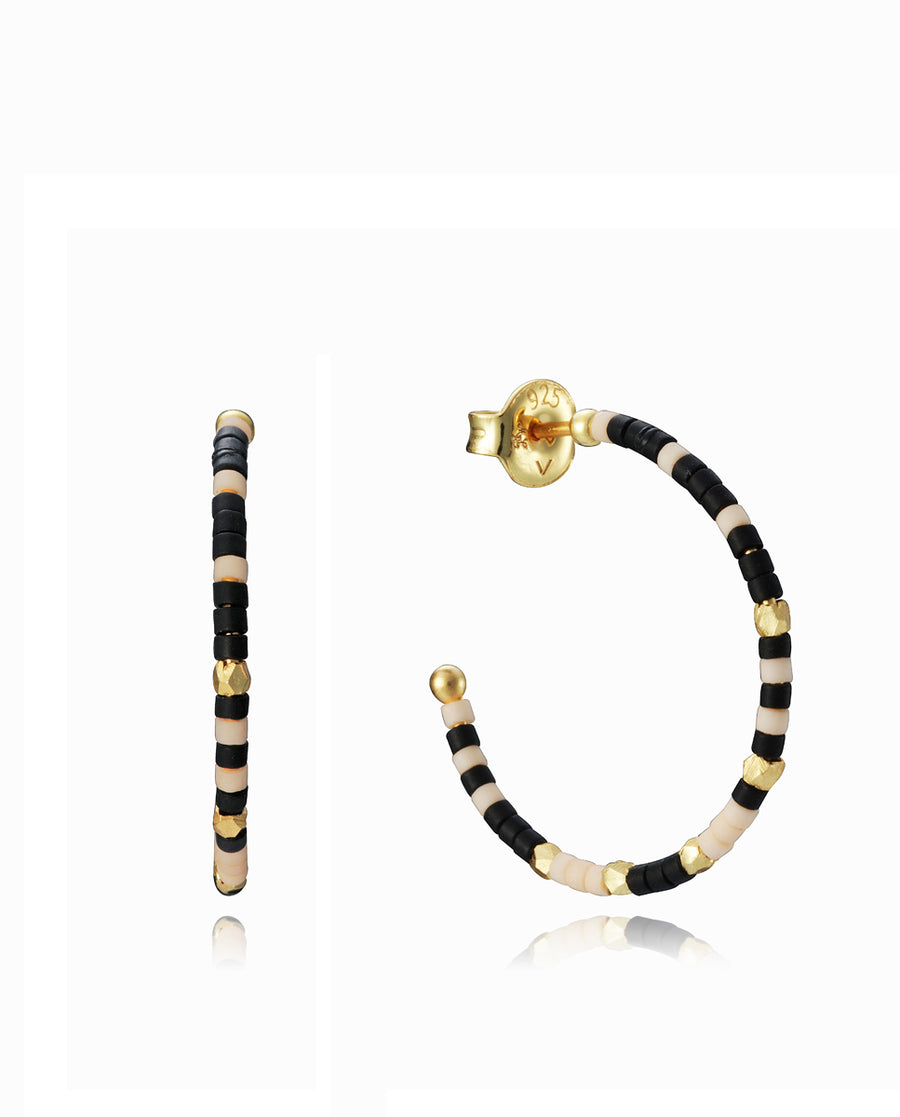 Pnd Sterling Silver Gold Circ Bl/noir Ms Jwls