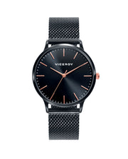 Reloj Acero Ip Negro Ip Rosa Brazalete Sra Va