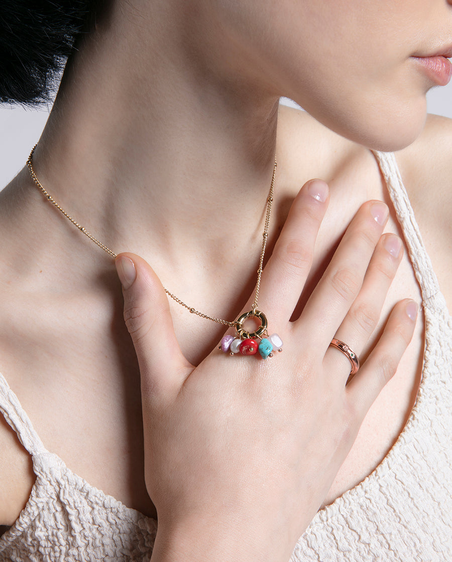 Steel Ring Ip Gold With Coloured Cz: Size 12 Lady
