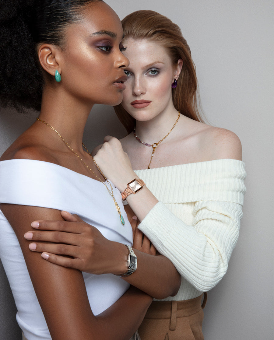 Steel Ip Gold Earrings And Natural Stone: Length