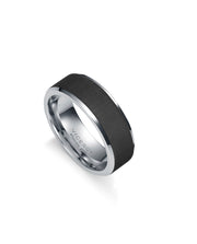 Bague Acier Et Ip Noir Avec Texture Sr Fn