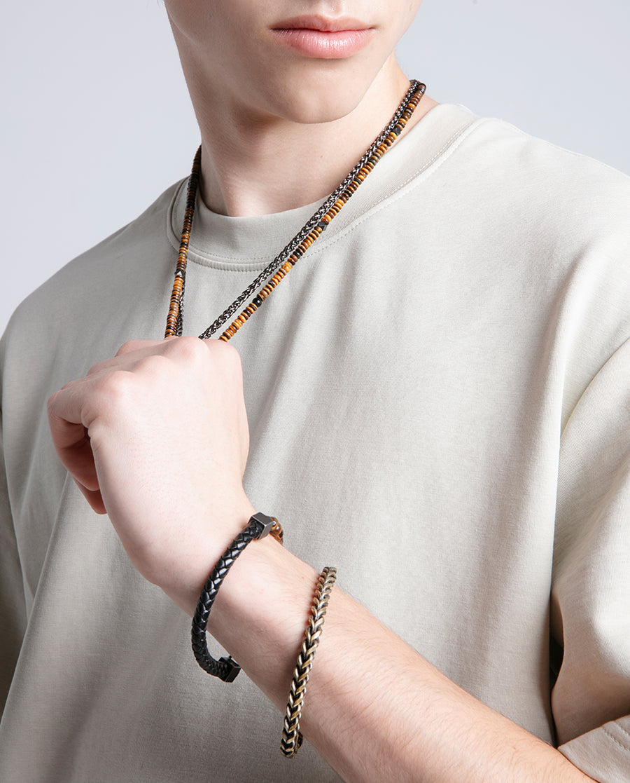 Collar Acero Ip Y Piedras Naturales Sr Fn