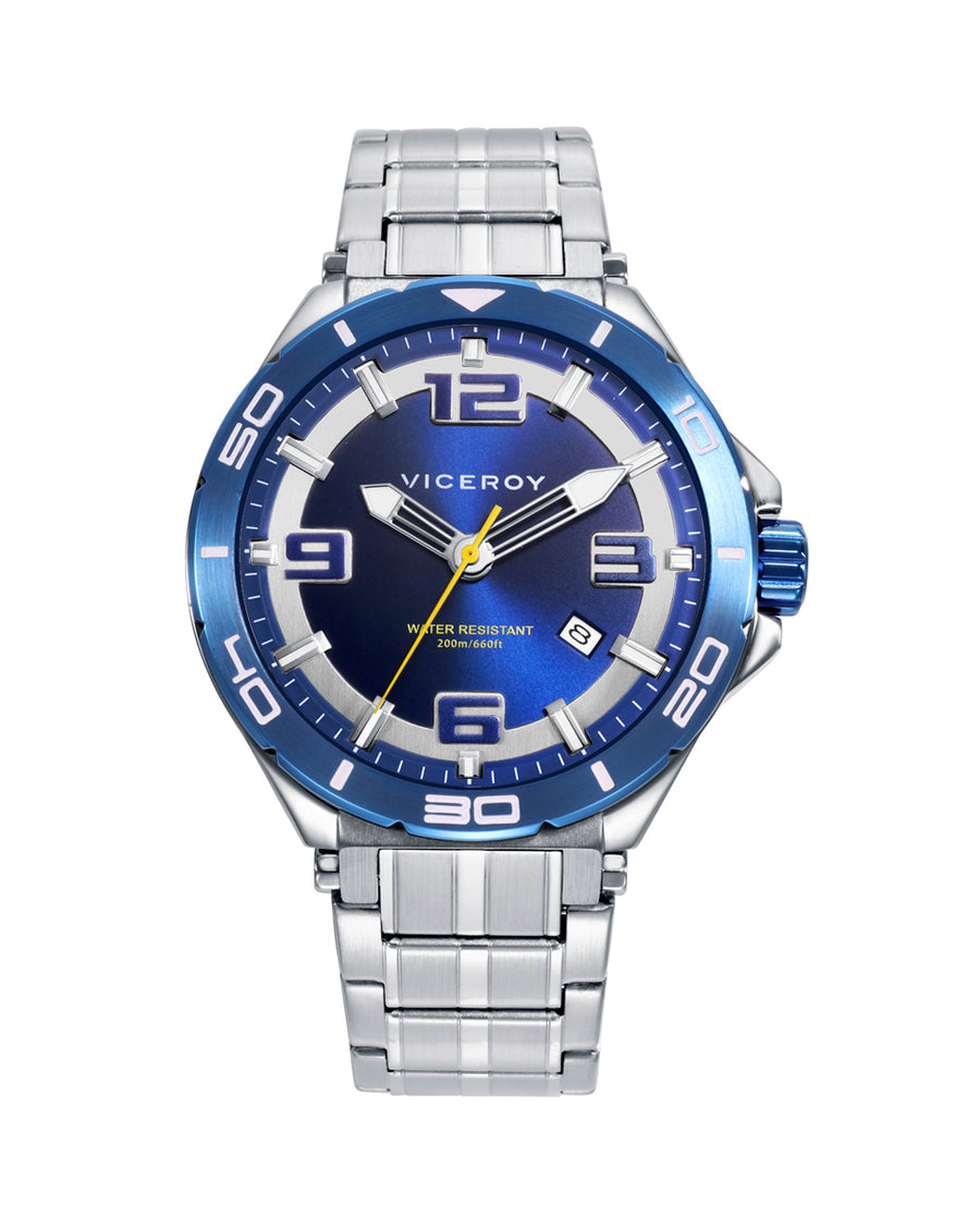 Reloj Acero Ip Azul Brazalete Sr Va