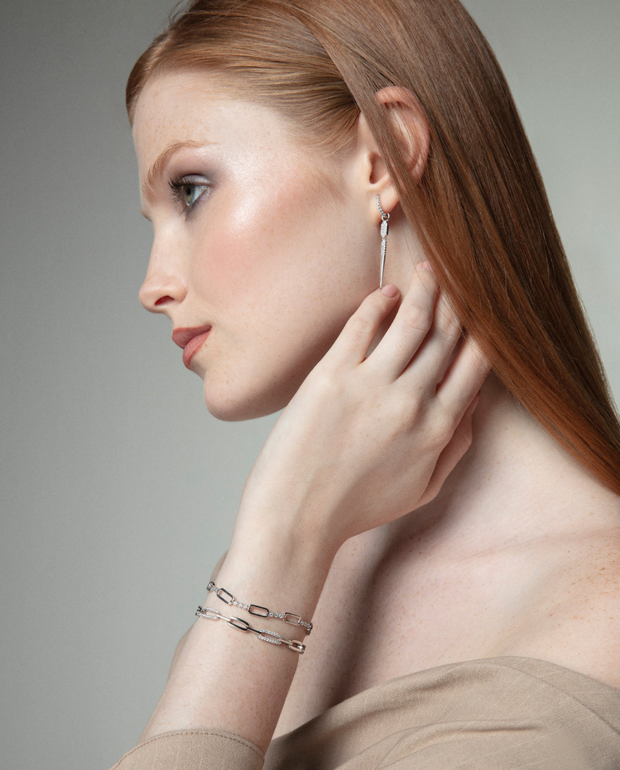 Sterling Silver Earrings With Rhodium Plating And