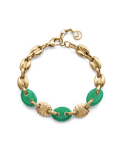Steel Bracelet Ip Gold With Green Natural Stone: