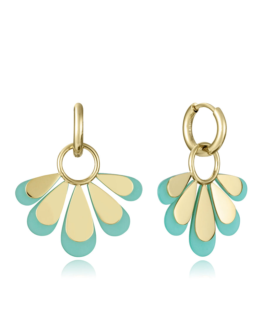 Steel Earrings Ip Gold With Flower In Steel And G