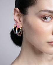 Steel Earrings Ip Gold Open Hook With Multicolour