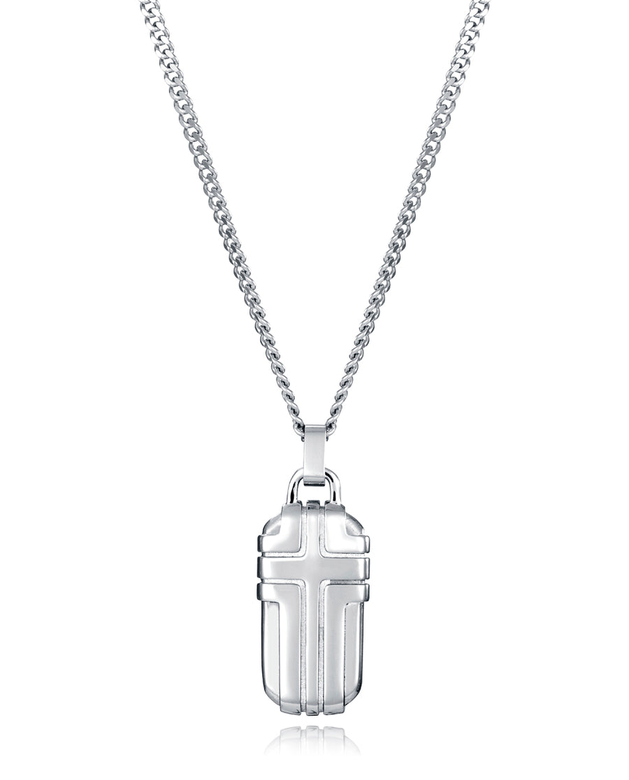 Collar Acero Placa Cruz Sr Fn