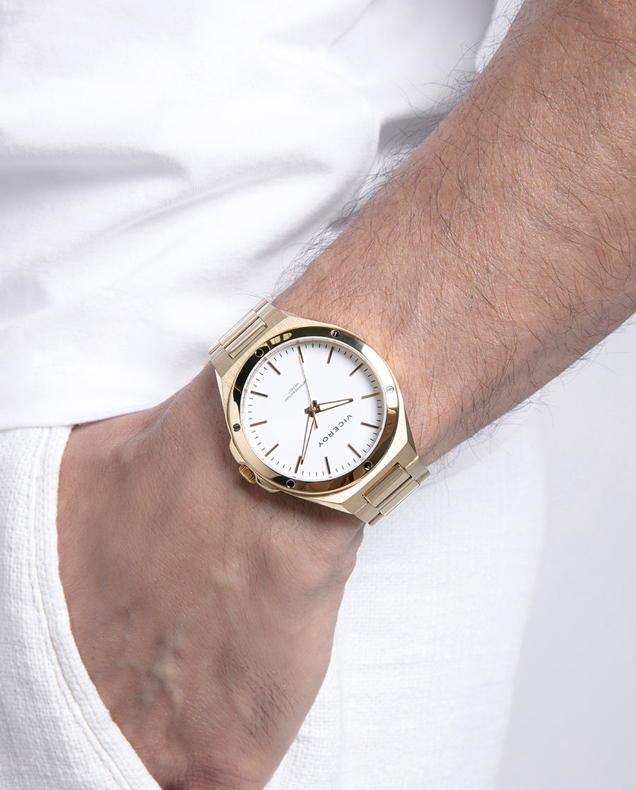 Reloj Acero Ip Dorado Brazalete Sr Va