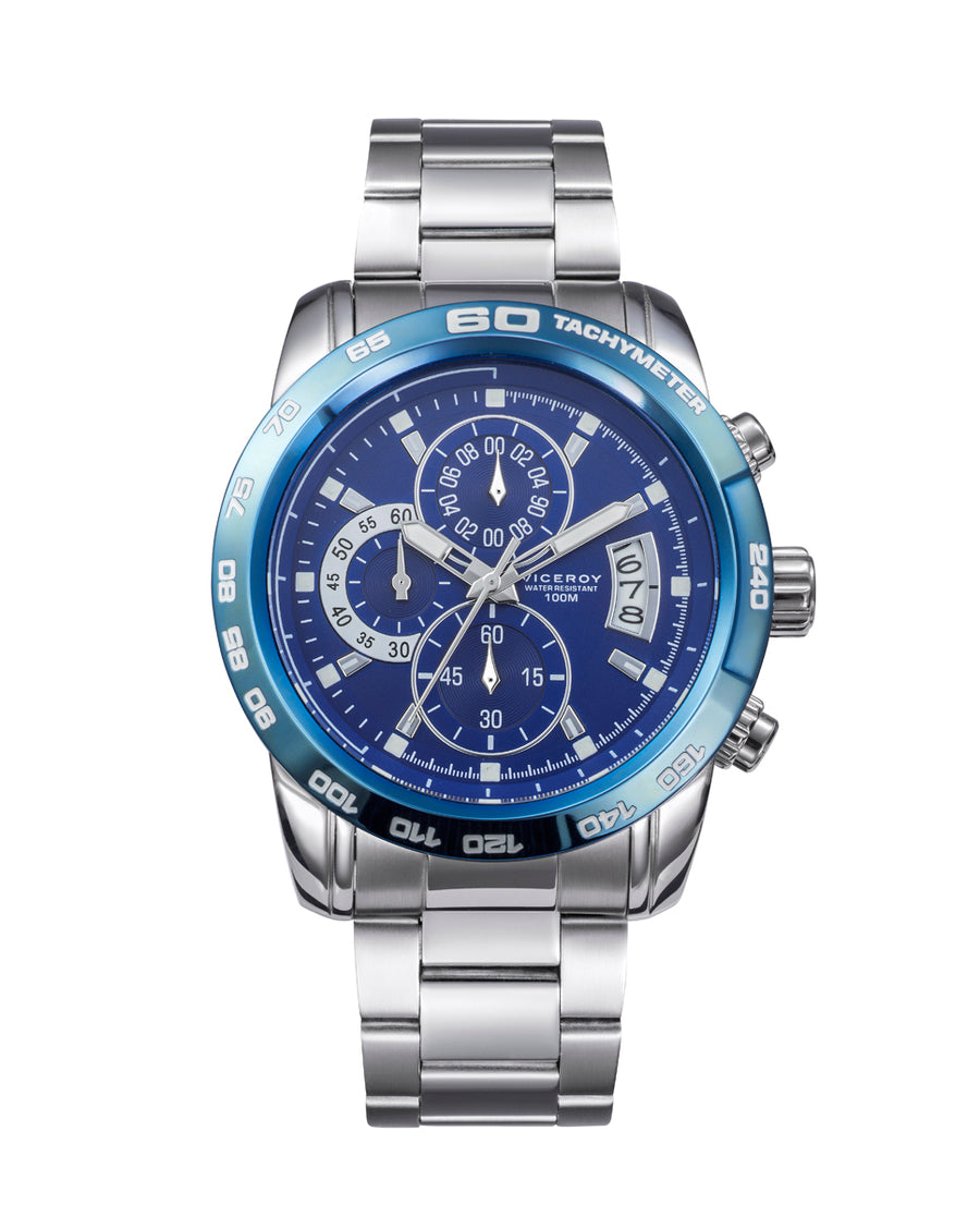 Crono Acero Ip Azul Brazalete Sr Va