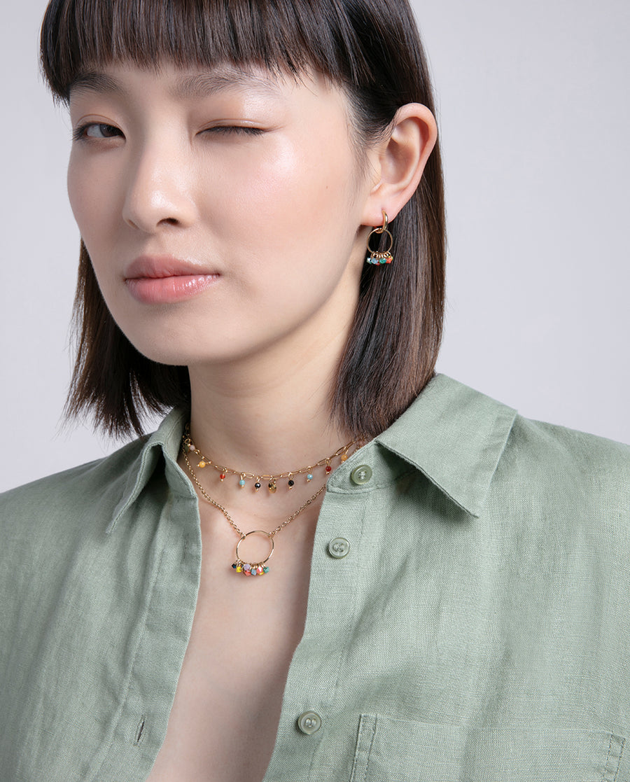 Collier En Acier Ip Or Cristal Couleur Ms Fn