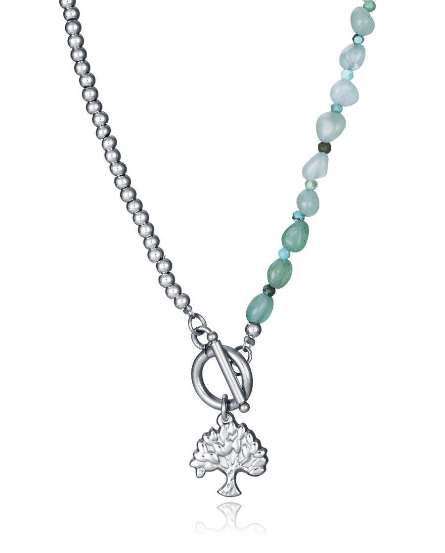 Collier Acier et Pierres Nat Sra Fashion