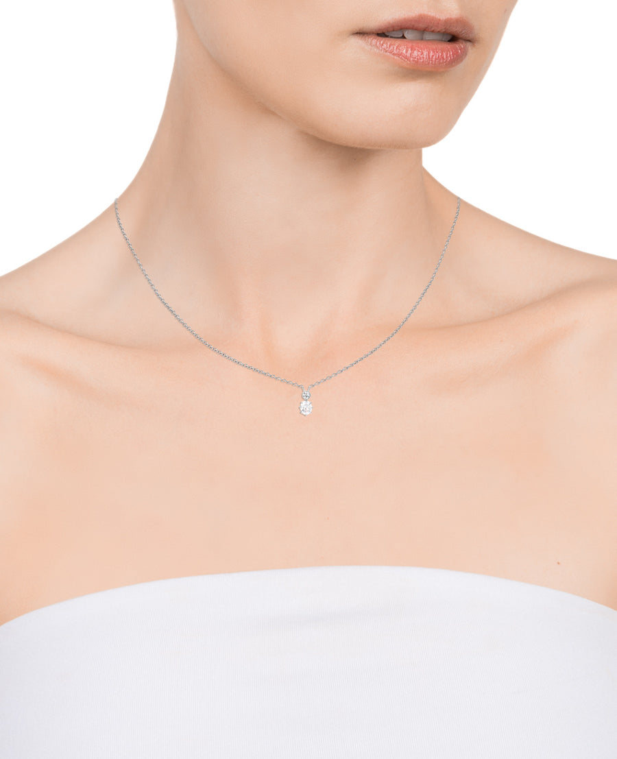 Collar Plata Ley Con Circonita Alargada Sa Jwl