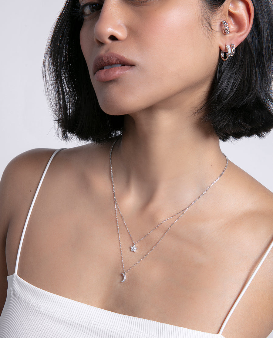 Sterling Silver Earrings With Rhodium Plating Cha