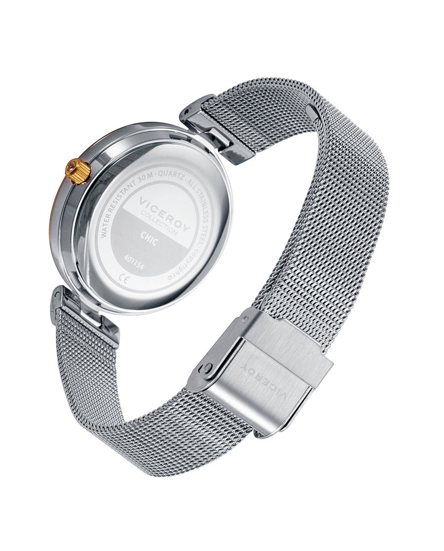 Reloj Acero Ip Dorado Brazalete Sra Va