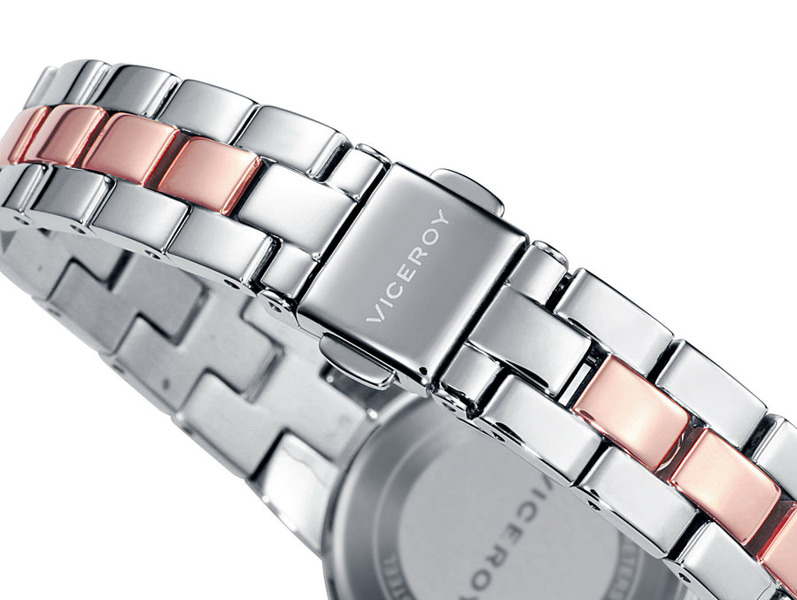 Reloj Acero Y Ip Oro Rosa Brazalete Sra Chic Va