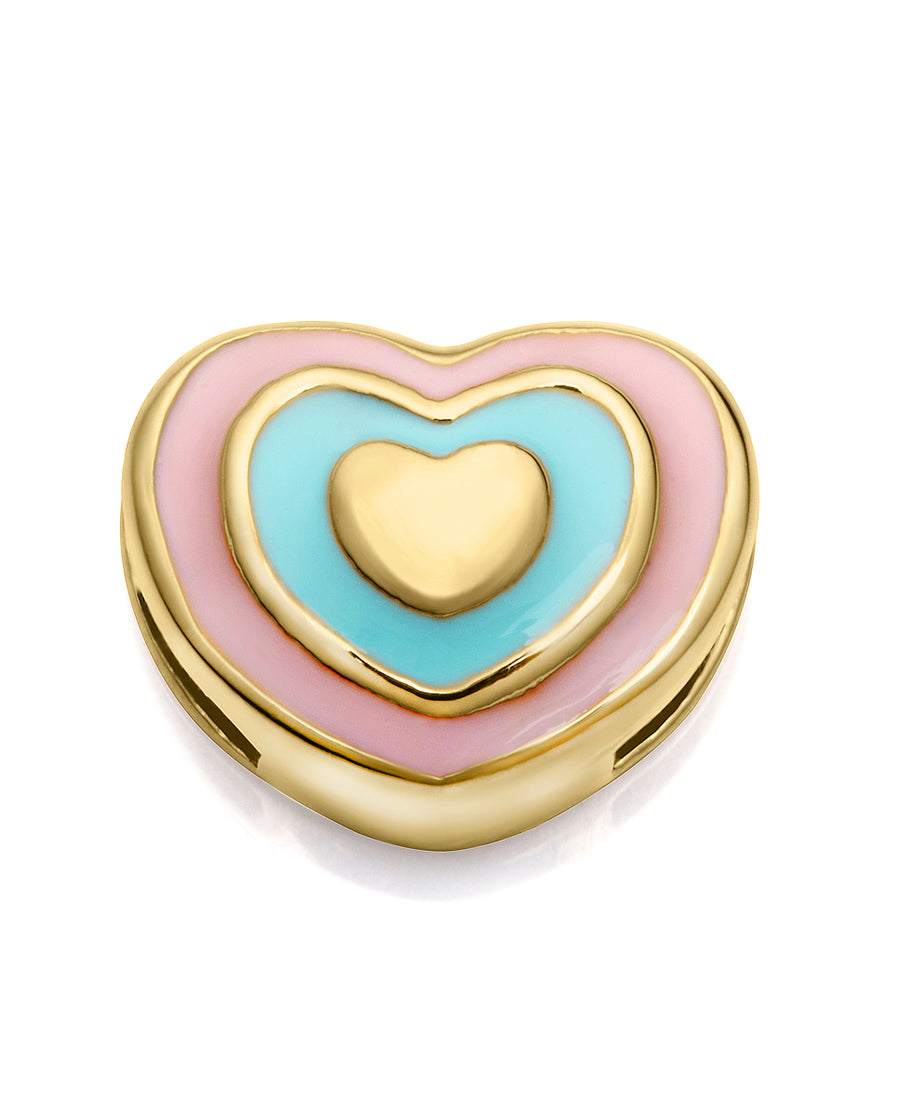 Steel Heart Motif Ip With Pink Enamel Girl Fashion