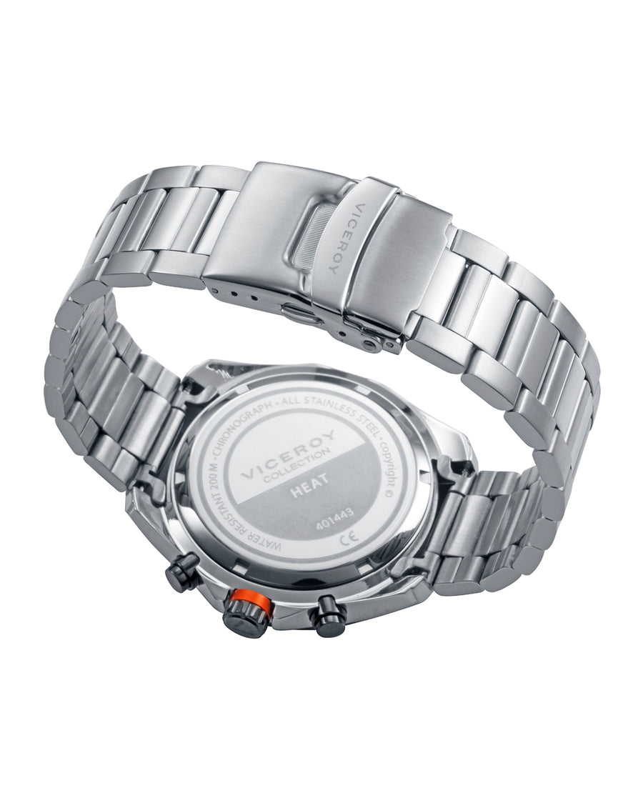 Crono Acero Ip Negro Brazalete Sr Va