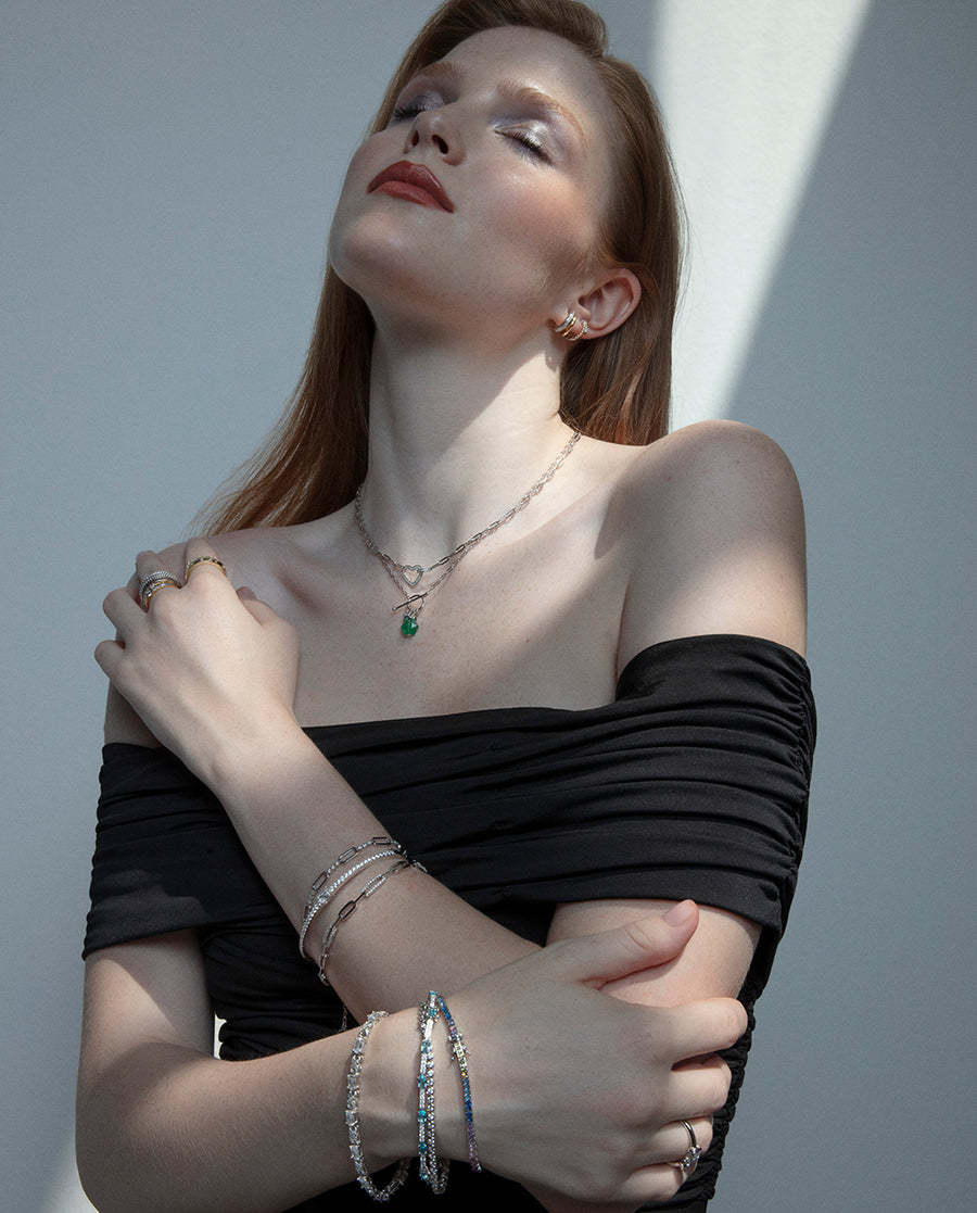 Collar Plata De Ley Baño Rodio Piedras Nat Sra Jwls