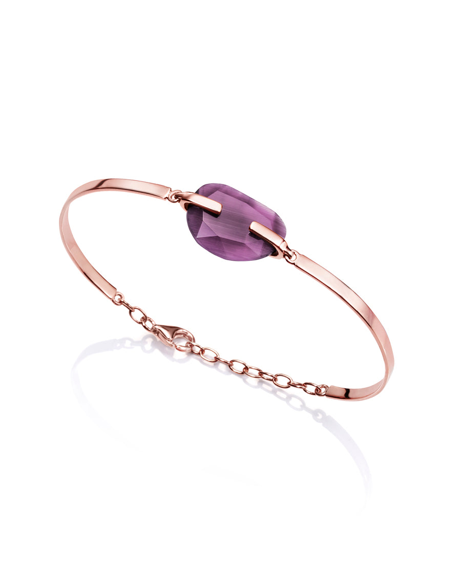 Brazalete Plata De Ley Y Piedra Lila Sra Jwl
