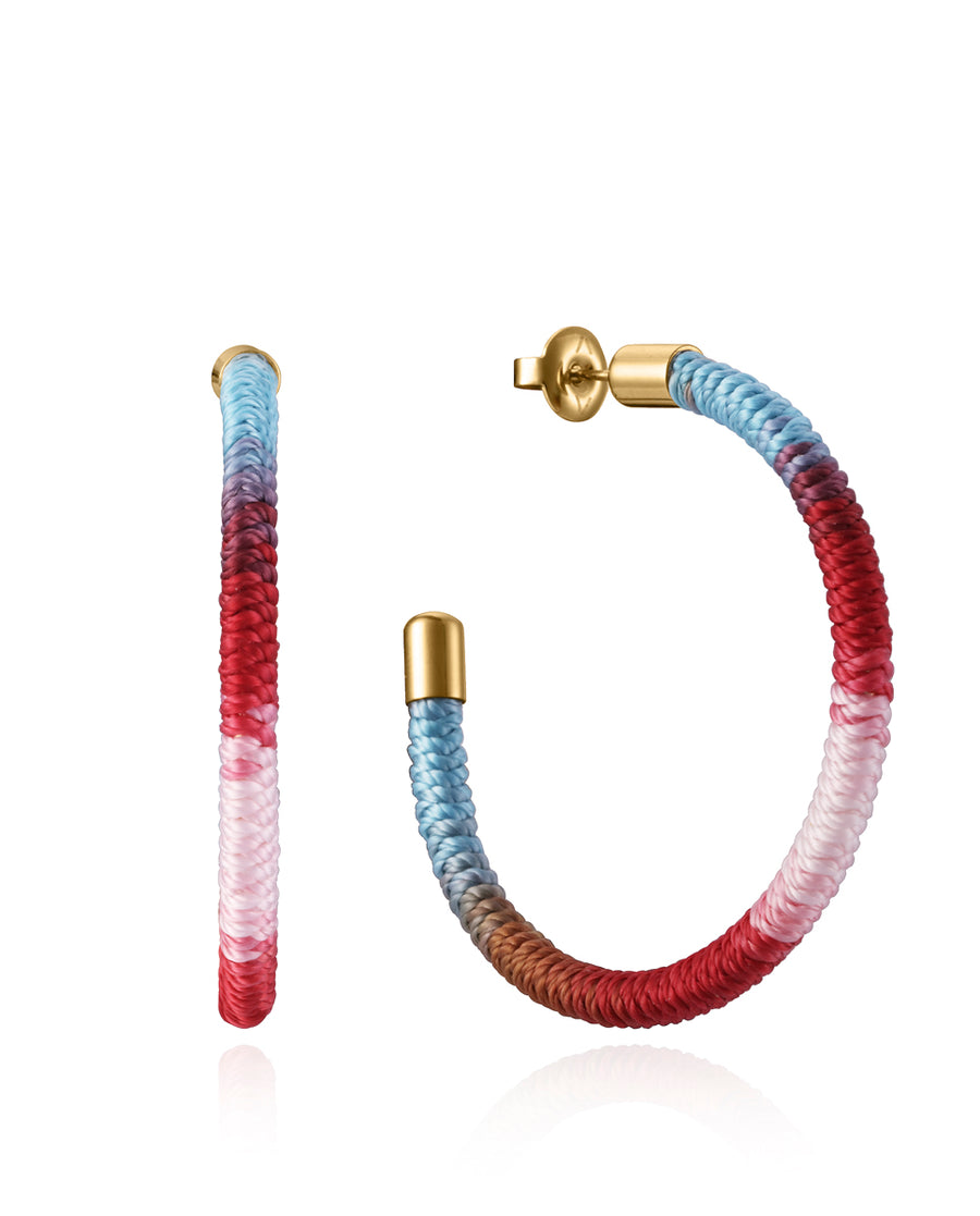 Steel Earrings Ip Gold With Multicolour Cord: Dia