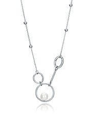Stainless Steel Necklace 3 Hoops + Pearl Lady Fas