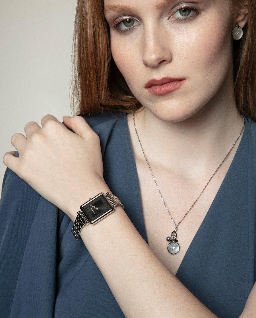 Reloj Acero Ip Rosa Brazalete Sra Va