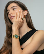 Reloj Acero Ip Dorado Brazalete Sra Va