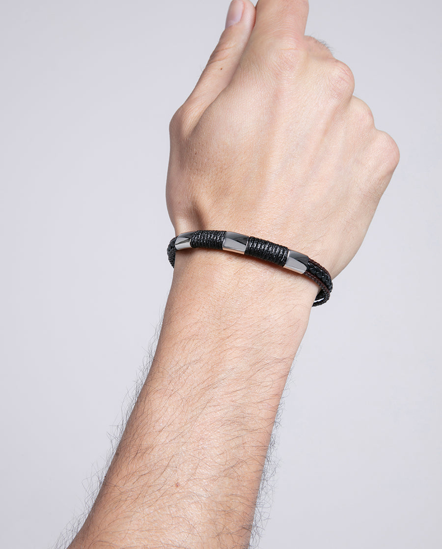 Puls Acero Y Piel Negra Y Marrón Cord Sr Fn