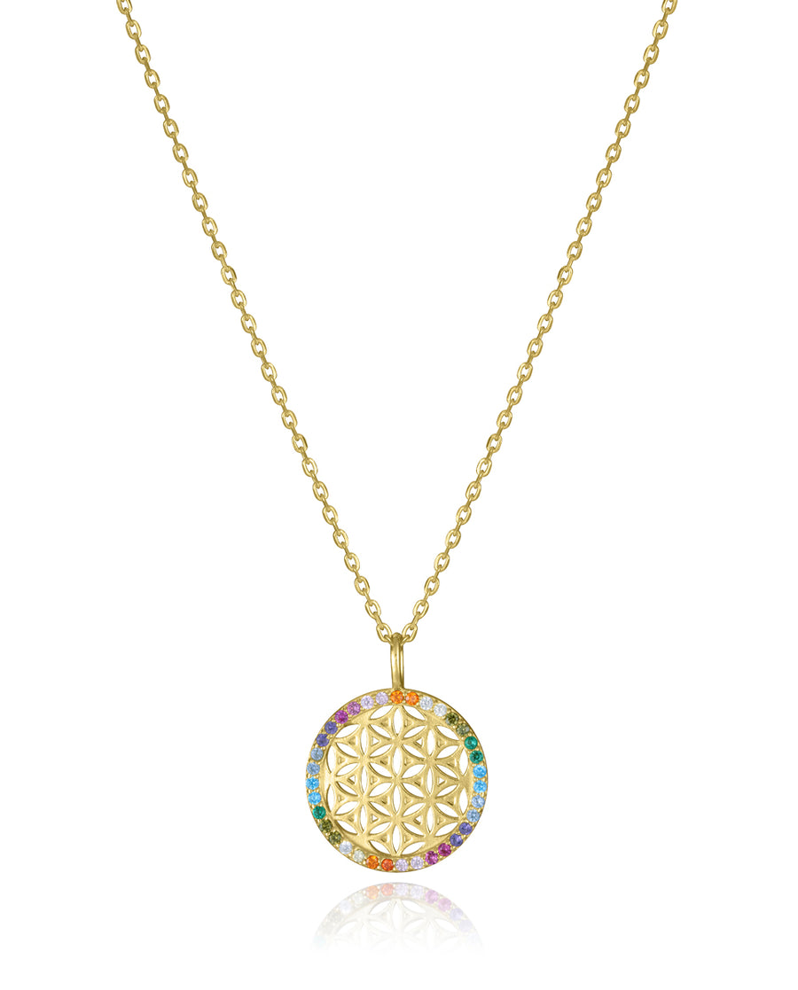 Collier Circ en argent sterling plaqué or Sra Jewels