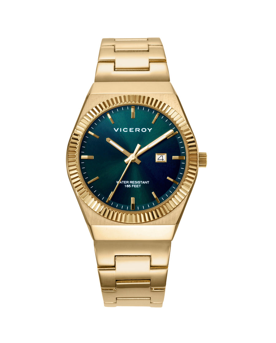 Reloj Acero Ip Dorado Brazalete Sra Va