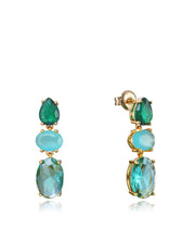 Sterling Silver Earrings With Gold Plating, Green