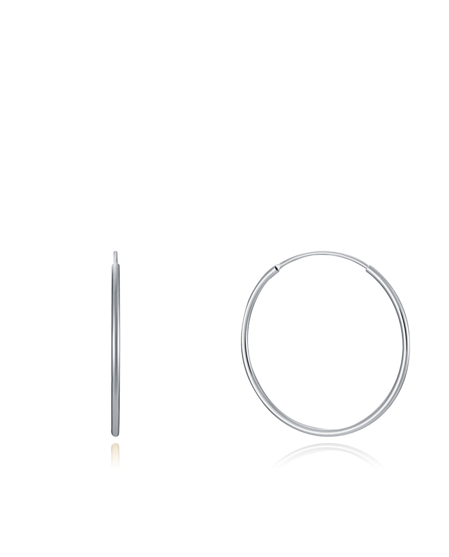 Sterling Silver Hoop Earrings: 30 X 1,2mm Lady Je