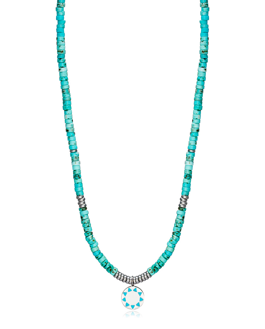 Acier Turquoise Coll Disque Esm Bleu Sra Fn