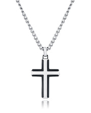 Collar Titanio E Ip Negro Cruz Sr Fn