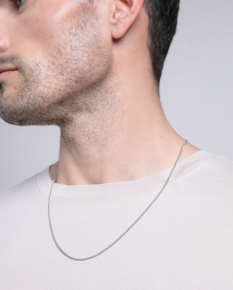 Steel Necklace Chain: Length 55+5 Cm Gent Fn