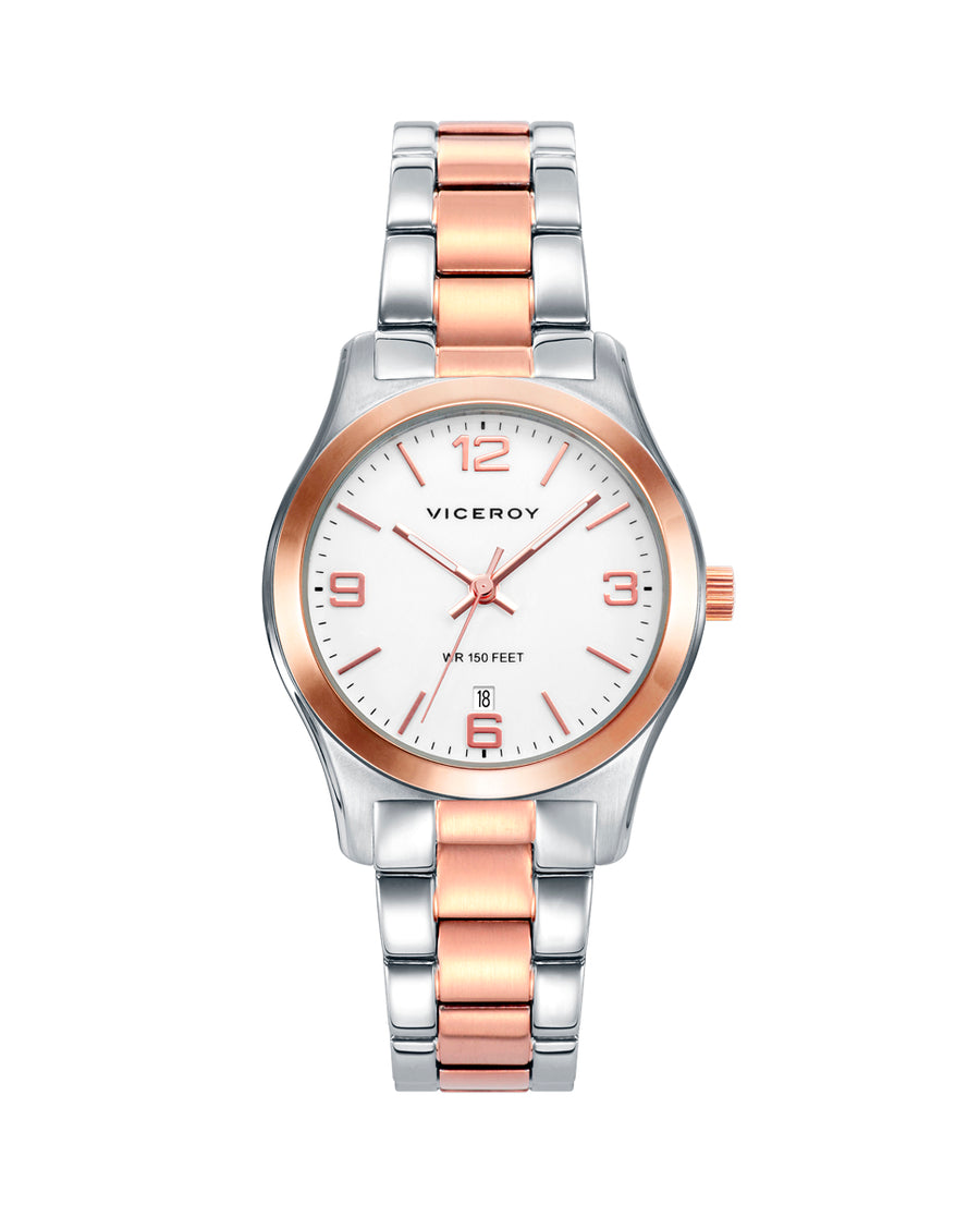 Reloj Acero Ip Rosa Brazalete Sra Va