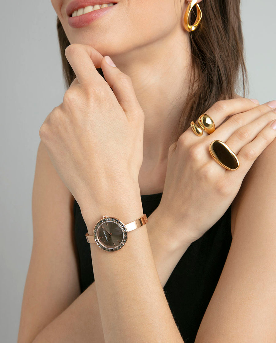 Reloj Acero Ip Rosa Brazalete Sra Va