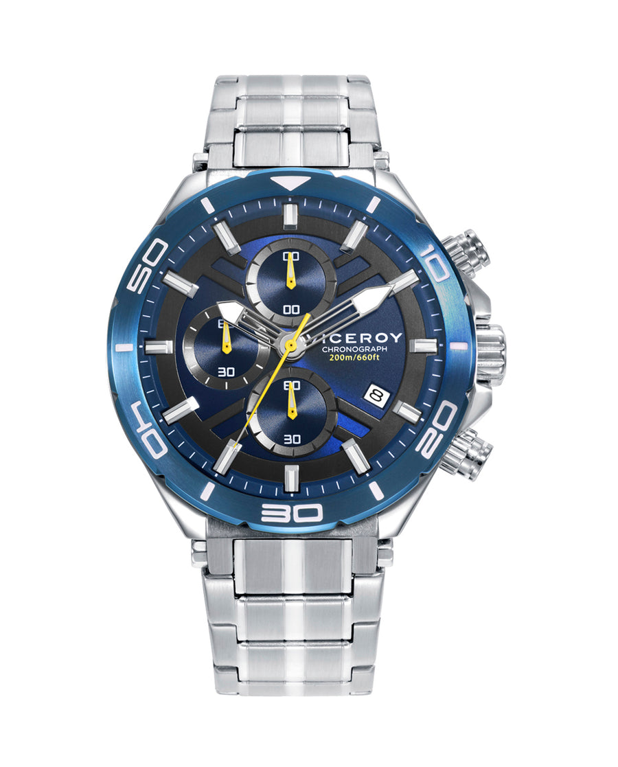Crono Acero Ip Azul Brazalete Sr Va