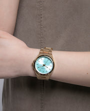 Reloj Acero Ip Dorado Brazalete Sra Va