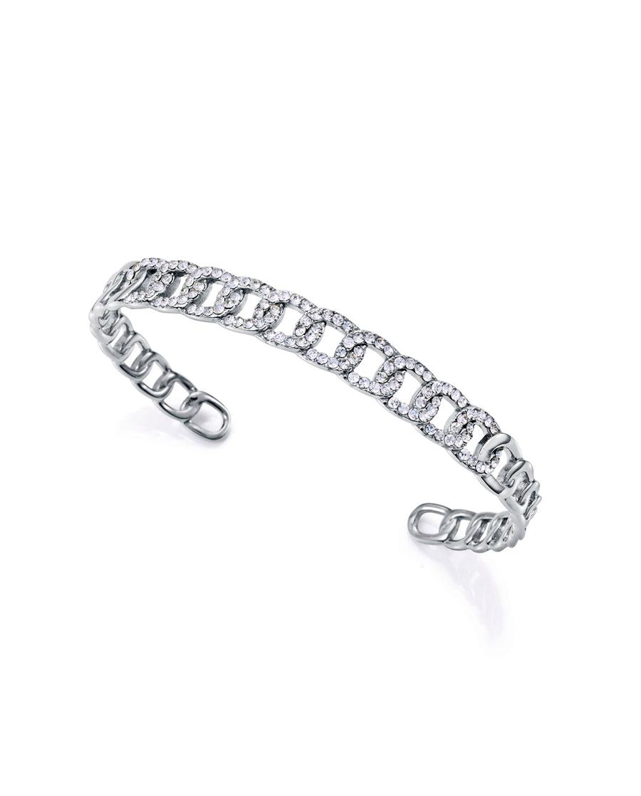 Rigid Steel Bracelet With White Crystal: Max Diam