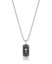 Collar Acero Ip Negro Cruz Sr Fashion