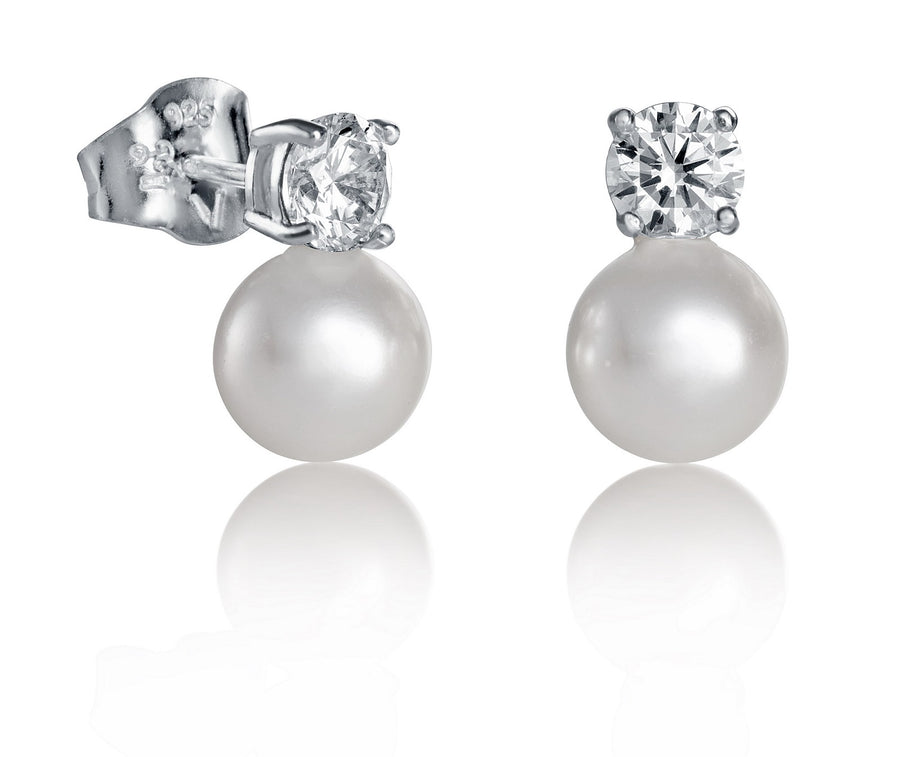 Boucles d'Oreilles Argent Zircon Perle Fantaisie Mrs. Jew Exp