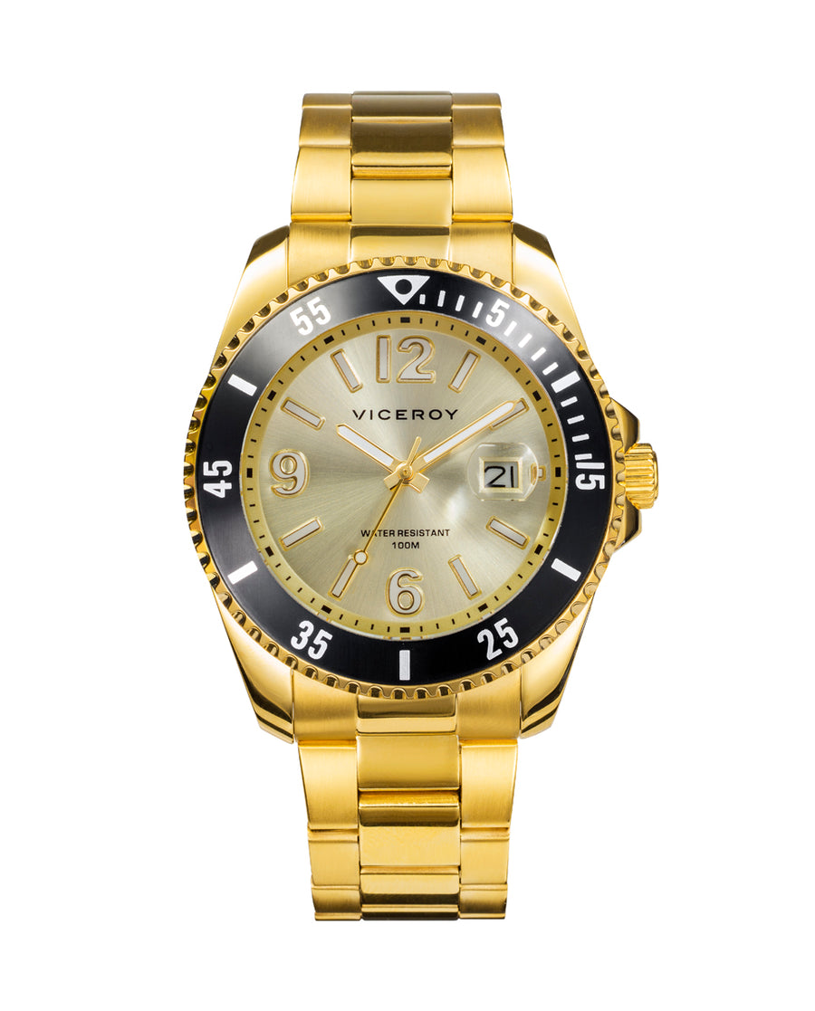 Reloj Acero Ip Dorado Brazalete Sr Va